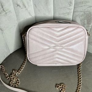 Nude faux leather crossbody purse